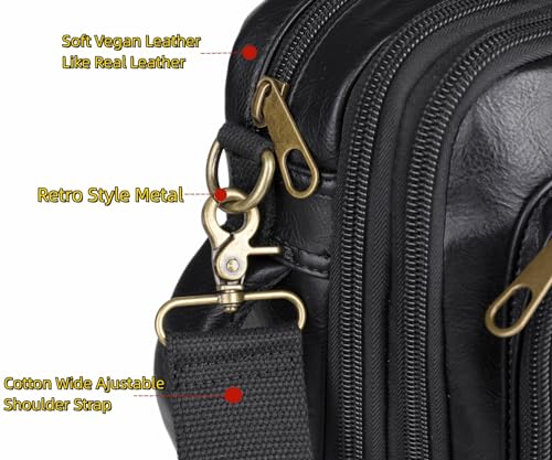 Baosha Vegan Leather Laptop Backpack Briefcase Hybrid 15.6 Inch Laptop Travel Backpack Hiking College Backpack for Men BC-04 (Black) - color: Black