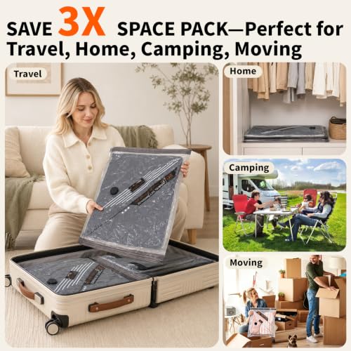15 Pack Vacuum Bags for Travel with Rechargeable Wireless Air Pump, Space Saver Bags for Clothes, Compression Seal Packing Bags for Luggage Suitcase, Carry-on Size with Small Storage Pouch - size: 15 Combc