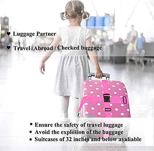 2 Pack Suitcase Belts, Adjustable Luggage Straps, Bright Colors Travel Packing Straps with Quick Release Buckle (Pink) - color: Pink