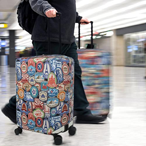 Explore Land Luggage Cover Fits 27-30 inch Case (Landmark Sticker, L) - color: Landmark Sticker, size: L