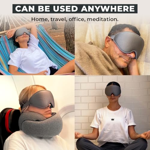 FlyHugz® 3D Travel & Home Sleep Mask, Ultra-Soft Black - color: Gray