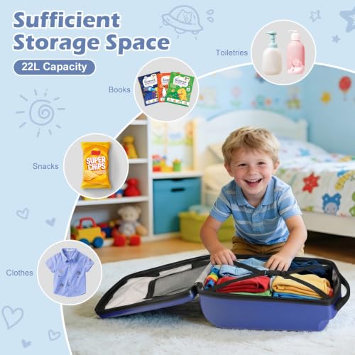 Scooter Luggage for Kids Removable & Foldable Ride on Suitcase-Blue - color: Blue