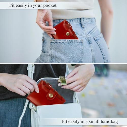 Leather Wallet Women,RFID Blocking Womens Wallet Bifold Compact Card Holder Small Wallet for Women with Removable ID Window Winered - color: b2-winered