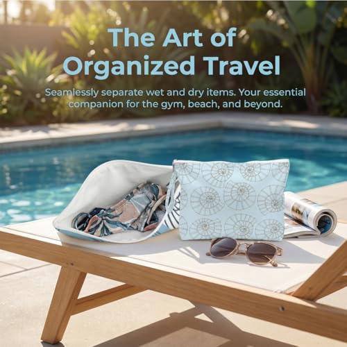 Fokongna 4 Pack Heavy-Duty Reusable Wet Bag, Waterproof Tear Resistant Storage Pouch for Pool Swimsuits Gym Laundry Beach Daily Essentials - color: Blue Conch