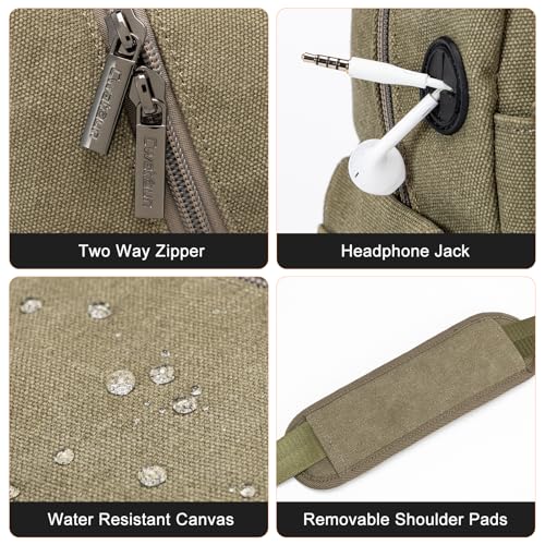 Cwatcun Large Canvas Sling Bag, Crossbody Chest Bag with Tripod Holder - color: Green, size: Large