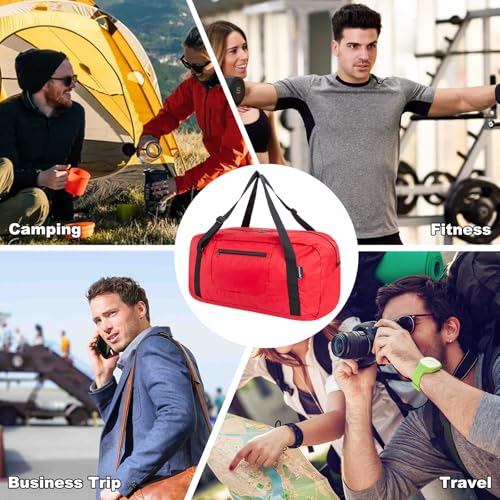 HOLYLUCK Foldable Travel Duffel Bag Luggage Great for Gym -55L, Red - color: Red, size: 55L