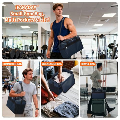 iFARADAY 20L Small Duffle Bag for Travel/Gym, Navy Blue - color: Navy Blue