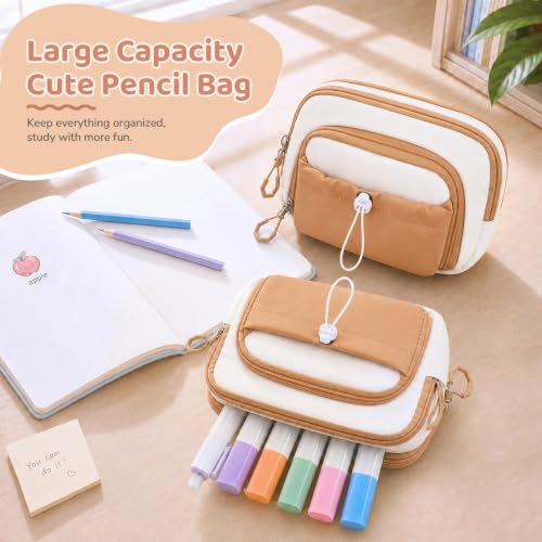 DIGOBAY Backpack for Girls, 5PCS School Bookbag with Lunch Box Pencil Case - color: Brown