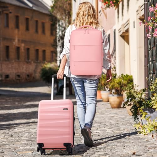 UKEIN Luggage Set with Backpack,Hardshell Carry On Luggage Airline Approved - color: Pink