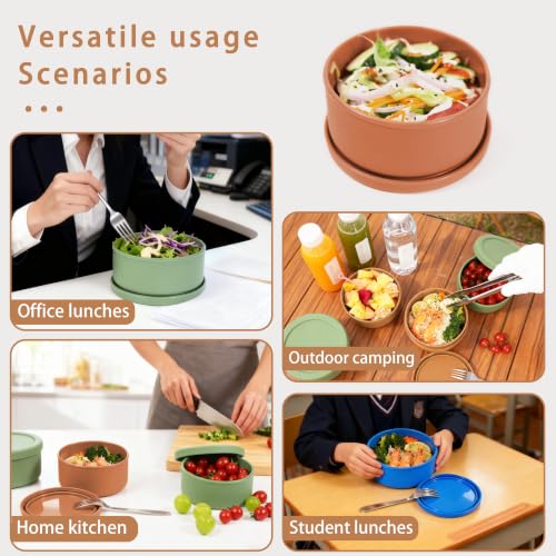 24 fl oz Silicone Airtight Lunch Bowl with Lid, Food Container - color: Ocean blue