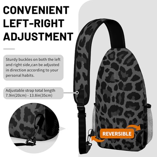 Black Leopard Print Sling Bag Crossbody Chest Bag for Women Men, Water Resistant Lightweight Casual Crossbody Bag with Adjustable Strap, Travel Hiking Daypack Shoulder Backpack - color: Black Leopard Print