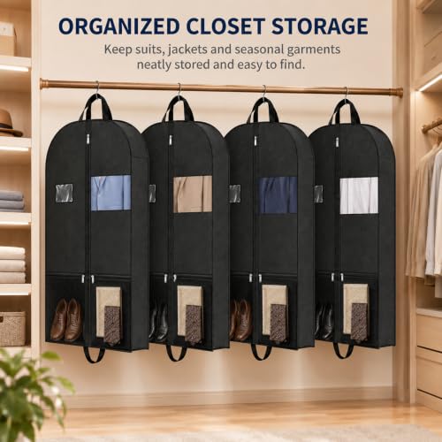 Breathable Garment Bag for Hanging Clothes with Clear Window and Zipper - size: V-GB-43in-1P-US1