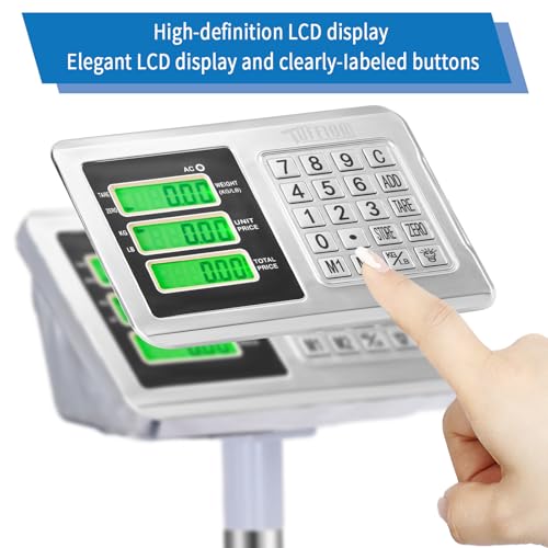 TUFFIOM 661lbs Weight Electronic Platform Scale,Stainless Steel High-Definition LCD Display,Digital Floor Heavy Duty Scales,Perfect for Luggage Package Price Computing Postal Shipping Mailing - color: 661lbs Stainless Steel