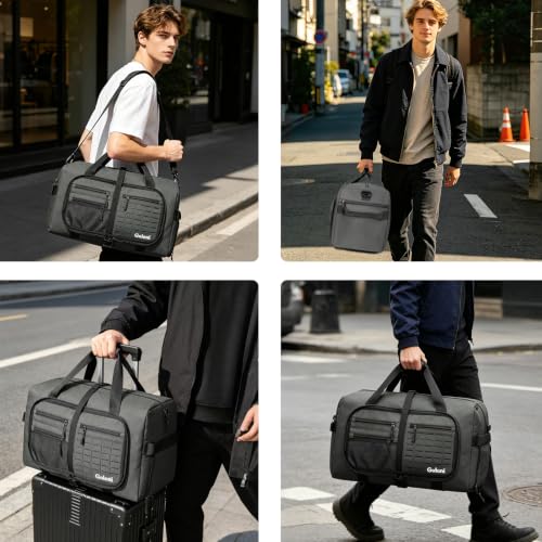 Goloni 65L Foldable Duffle Bag for Travel, Large Durable Travel Duffel Bag - color: Grey