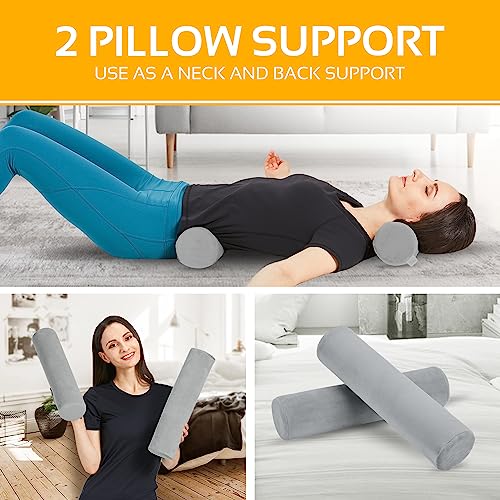 2 Pack Round Bolster Pillow Memory Foam Cervical Neck Roll Pillow Sleeping - style: 17x4 Inch, Firm, 2 Pack