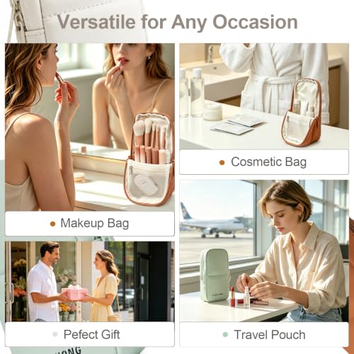 Standing Travel Makeup Brush Bag, Small Brush Holder Cosmetic Bag, Brown - color: Brown, size: S