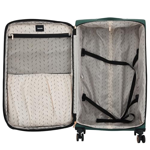 kensie Hudson Softside 3-Piece Spinner Luggage Set, Smoke Pine - color: Smoke Pine