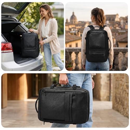 Carry On Backpack, 40L Expandable Travel Backpack, Black - color: Black