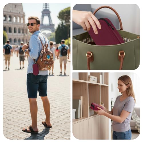 Double Eyeglasses Case, Hard Shell Glasses Case for Men Women - color: Red