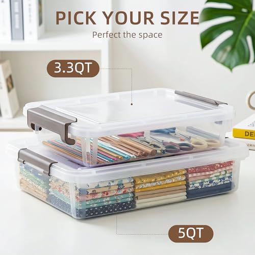 Citylife 3PC Storage Bins with Lids, Stackable Plastic Box, Paper Storage - size: 5.3 Qt