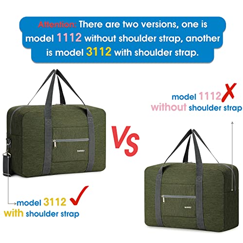 Narway Personal Item Travel Bag, Foldable Carry on Duffle Bag for Women Men - color: AA-Thick Army Green