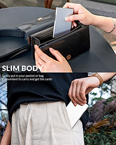 VULKIT Minimalist Credit Card Holder Pop Up Cards RFID Protection Slim Metal Wallet - color: Silver