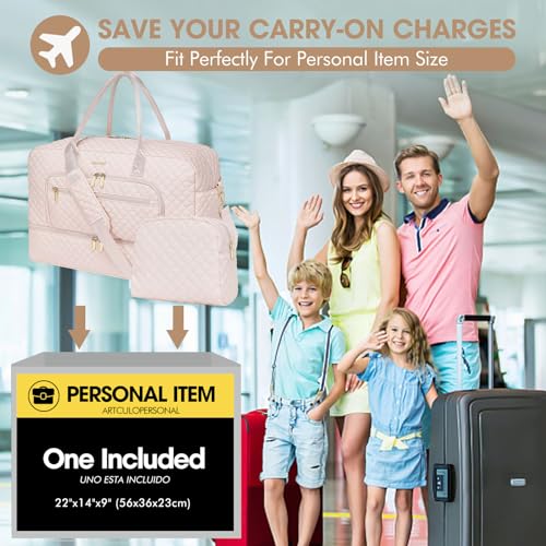 Large Travel Duffle Bags for Women: Weekender Bag with Shoe Compartment - color: Beige