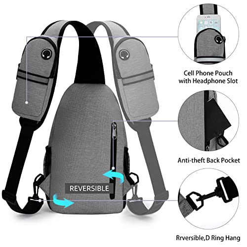 Crossbody Sling Bag for Women Men Multipurpose Sling Backpack Travel Essentials Hiking Shoulder Bag Daypack - color: A1-grey