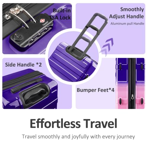 Luggage 2 Piece (20in/24in) Expandable Luggage with Spinner Wheels - color: Midnight Berry, size: 2 Set (20/24In)