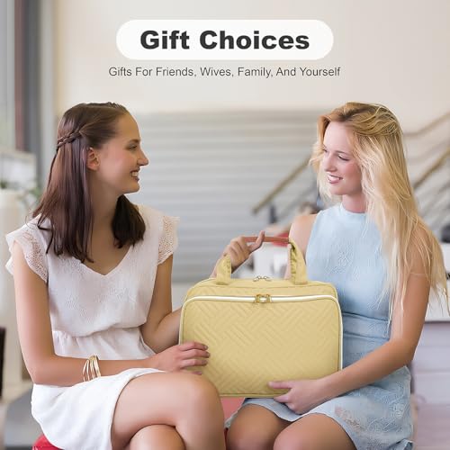 Toiletry Bag for Women with Jewelry Organizer Compartment, Beige - color: Beige02