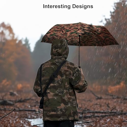 Nollia Compact Travel Umbrella with Auto Open – Windproof Folding Umbrella, Lightweight & Portable for Rain - color: Camo