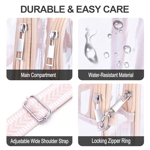 Clear Sling Bag for Stadium Events, Stadium & Concert Approved Crossbody - color: Beige