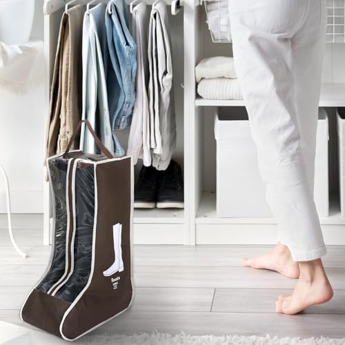 2 Pack Boot Storage Bag, Portable Dust Proof Boot Bags for Cowboy Boots - color: 2 Pack Brown
