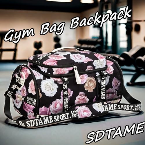 Gym Duffle Bag Backpack,4‑Way Waterproof with Shoe Compartment Travel Hiking Laptop - color: Red