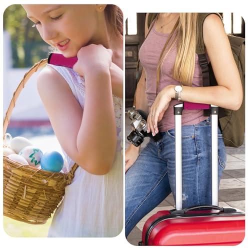 2Pack Luggage Handle Wraps for Suitcase,Rose Red Soft Luggage Identifiers for Suitcases,Travel Essential Bag Handle Wrap,Neoprene Material Suitcase Handle Wraps for Traveling - color: Pink