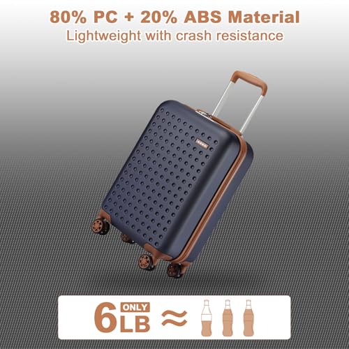 Kono Carry On Luggage 22x14x9 Airline Approved Suitcase, Navy - color: Navy, size: Carry-On 20-Inch