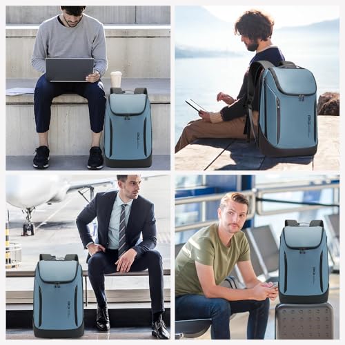 BANGE Business Smart Backpack Waterproof fit 15.6 Inch Laptop Backpack with USB Charging Port,Travel Durable Backpack - color: Light Blue, size: Medium