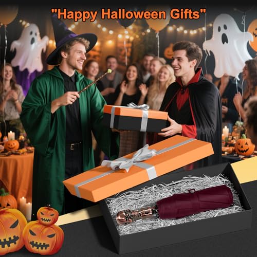 Skull Handle Windproof Travel Umbrella Compact Portable, Auto Open Close - color: 07.Wine Red