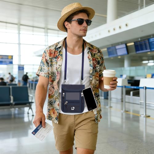 PACMAXI Passport Holder for Travel, RFID Neck Wallet Secure Neck Pouch
