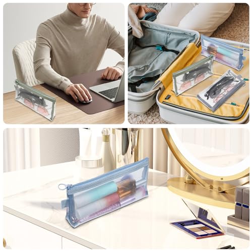 Yuanchu 3 Pcs Mesh Makeup Brush Bags, Small Mesh Bags Portable Pouch Bag - color: Gray, Blue, Green