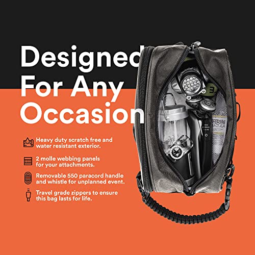 Fitdom Tactical Toiletry Bag for Men, Travel Dopp Kit with 6 Compartments - color: Gunmetal Grey