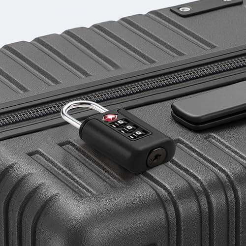 TSA Approved 3-Digit Combination Lock, Black Security Padlock with Steel Cable for Luggage, Gym Locker, Toolbox, Gate, Resettable Keyless Design
