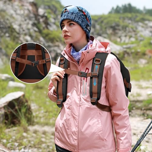 LOVEVOOK Travel Backpack For Women,40L Carry On TSA Personal Item Bag - color: Brown and White and Black, size: 17.3 Inch-40L-4Pcs