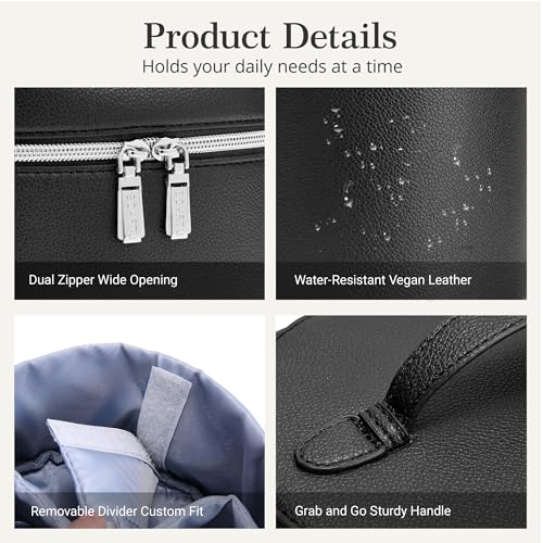 BOYATU Makeup Bag Vanity Case: Vegan Leather Cosmetic Bag for Women - color: 02 Black