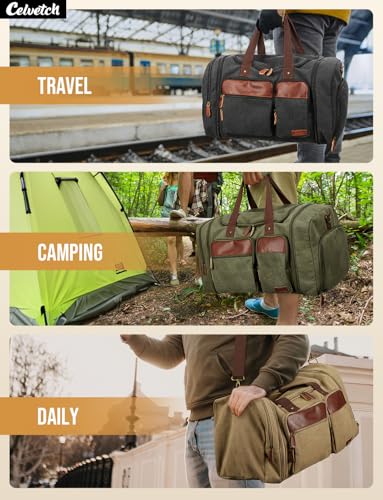 Canvas Duffle Bag for Travel 50L Expandable, Grey - color: Grey, size: Large 50 L