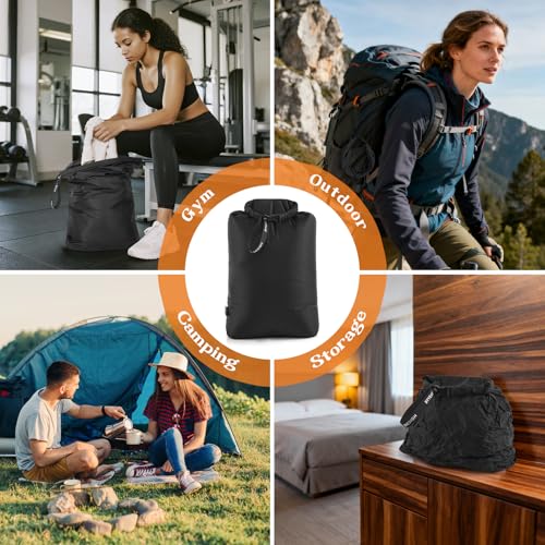 Travel Laundry Bag, Waterproof Compression Bags for Dirty Clothes - color: Black, size: Medium