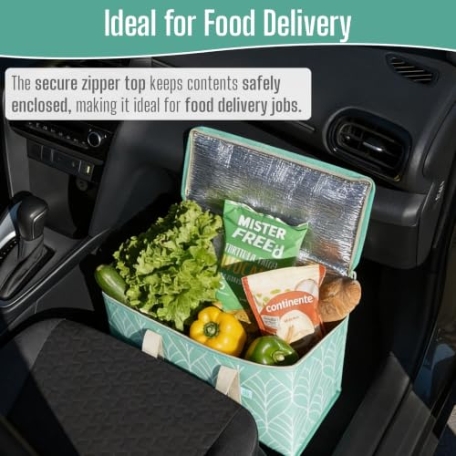 VENO 2 Pack Insulated Cooler Bag Reusable Grocery Bag for Food Delivery - color: Evergreen, size: 2 Pack