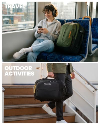 Fanwoli Vacuum Travel Backpack,One-Button Compression,Expandable Carry-On - color: Green