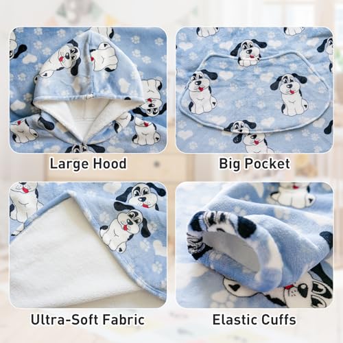 Moinlizy Oversized Wearable Blanket Hoodie for Women Men - color: Blue Dog