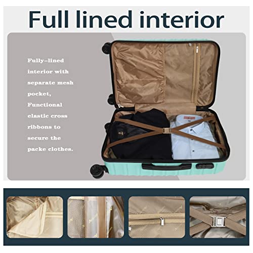Luggage Sets 3 Piece(20/24/28)-Suitcase Set- Luggage with Wheels-PC + ABS Durable Lightweight Rotating hardshell suitcase 5PCS(Mint Green)… - color: Mint Green 01, size: 20/24/28